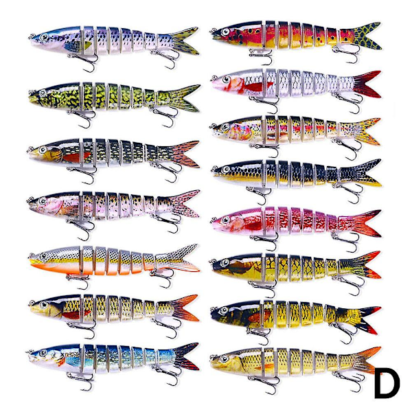 Fiskedrag 8-segment fisk abborre minnow swimbait bete krok bete vevbete Blue