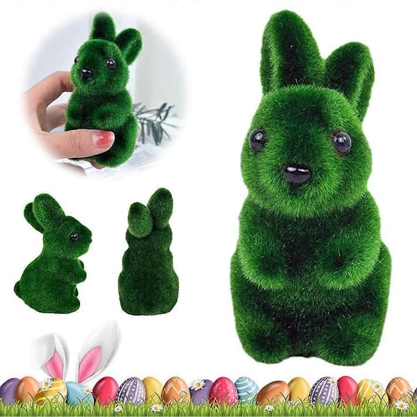 Påskeharepynt, simuleret 3D moskaninpynt L1N6 Green 1pcs