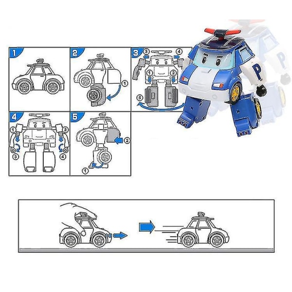 Poli Robocar Robot Transformering Robot Brandbil Trafikräddningsteam Set Festlig födelsedagspresent 7 Pcs