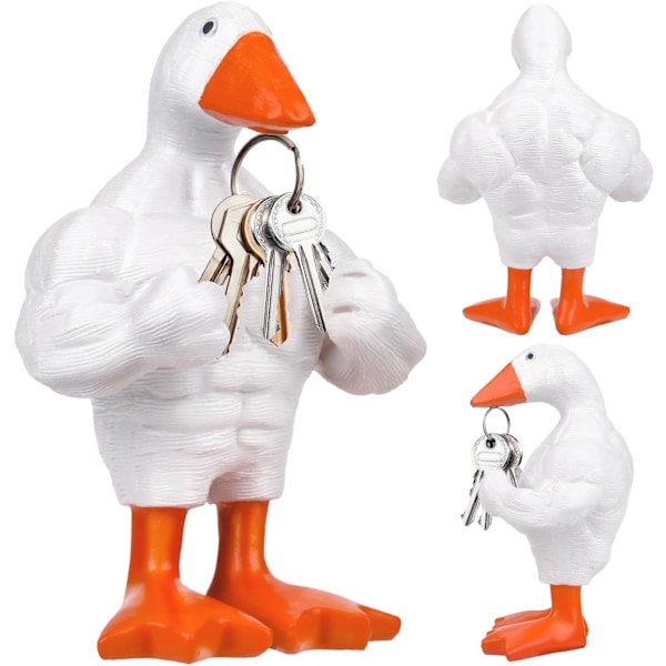 Pipihome Magnetisk Gåseand Nøgleholder Muskuløs And Statue Ornament Sød Harpiks Muskuløs Gåseand Statue Sjov Dyremagnetisk Nøgleholder