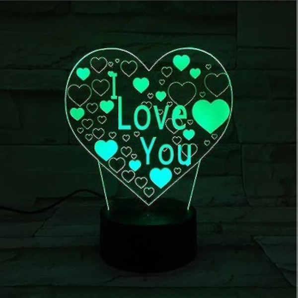 I Love You Färgglada 3d Led Nattlampa Bordslampa för barn i sovrummet