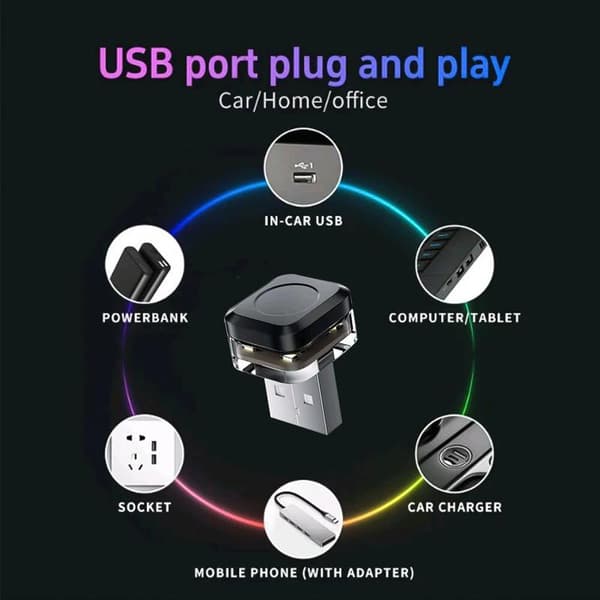 1 x USB Mini LED-lamppu Autotarvikkeet Neon Tunnelmavalo red