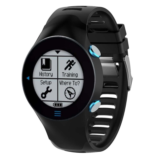 Silikone Rem til Garmin Forerunner 610 Smartwatch - Anti-ridse Rem Black