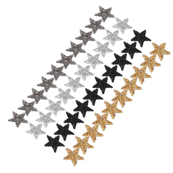 40 Pcs Iron-on Patches Rhinestone Star Pattern Delicate Decorative Fabric Patches 4 X 4cm