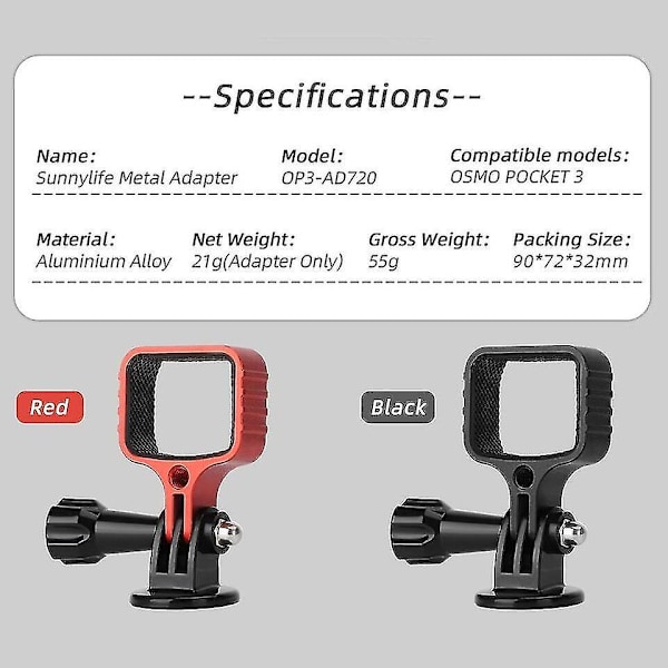 Til Dji Osmo Pocket 3 Metal Udvidelsesadapter Hovedkamera Fast Bezel Beslag - hao Black
