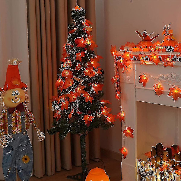 Höstlöv ljusslinga med LED-lampor Vattentät ljusslinga för Thanksgiving Halloween-dekoration