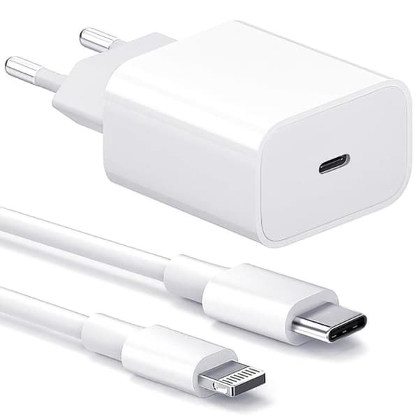 Oplader til iPhone - Hurtigoplader - Adapter + Kabel 20W USB-C Hvid 3-Pack iPhone