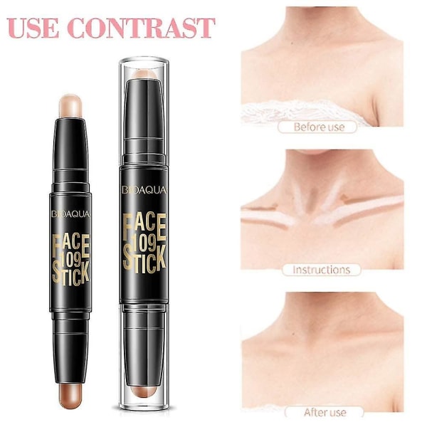 6 farger Highlight Contour Stick, 2 i 1 sminke skyggestift, multifarget concealer skyggepenn kroppsansikt lyser - Jxlgv