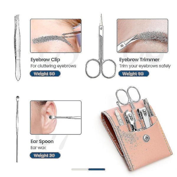 7 st/set Manikyrset Nagelklippare Verktyg Pedikyrset Rostfritt Stål Öronsked Nagelsax Sax Kit För Manikyrverktyg Black