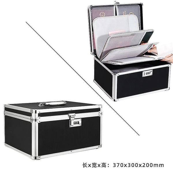 Kombinationslåsbox - 24*15,5*15cm Säkerhetsboxar för pengar, dokument och medicin - Svart