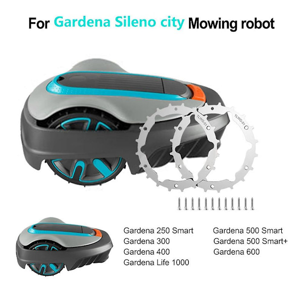 TLWG-01 2 kpl / setti 212 mm nurmikonleikkurin pyörän piikit Gardena Sileno Citylle, 304 ruostumattomasta teräksestä valmistettu piikki