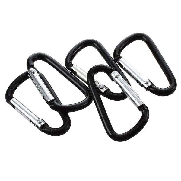 5x Fjäderbelastade 4mm Dia Svarta Aluminiumlegering Karabinhakar Black