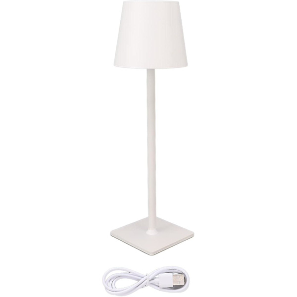 Led-bordlampe, berøringsnattelys i aluminiumlegering, trådløs bordlampe, minimalistisk USB-opladning til familiesammenkomster til restaurant (hvid)