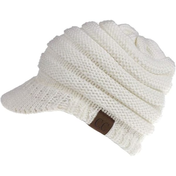 Varm vintermössa med hästsvansöppning white