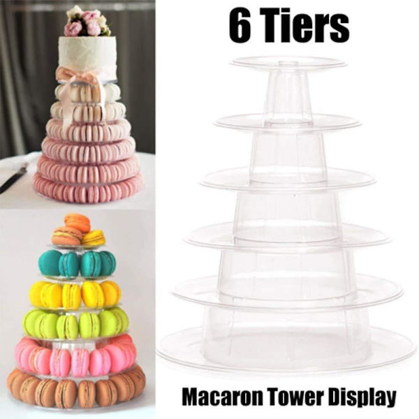 6-vånings ställning för macaroner, transparent rund macaron-tornbricka, macaron-displayhylla