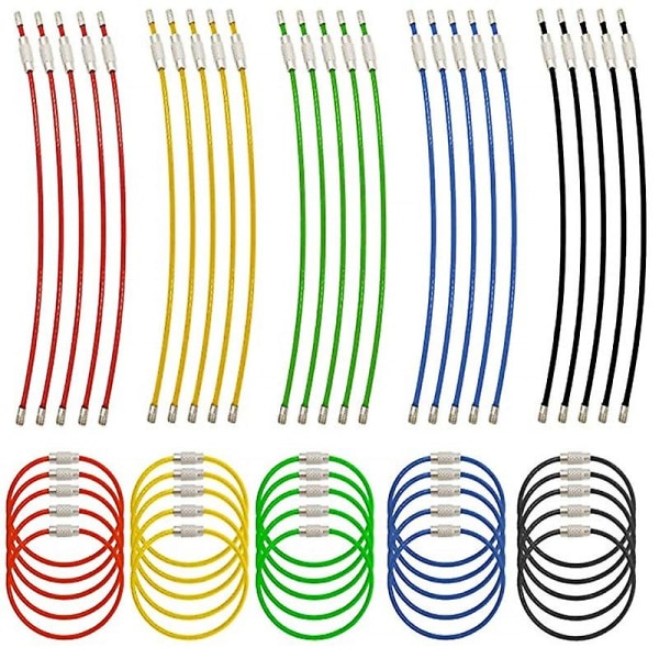 10 st Multi Color Rostfritt Stål Wire Kabel Rep Edc Bagage Skruvlås Ring Purple
