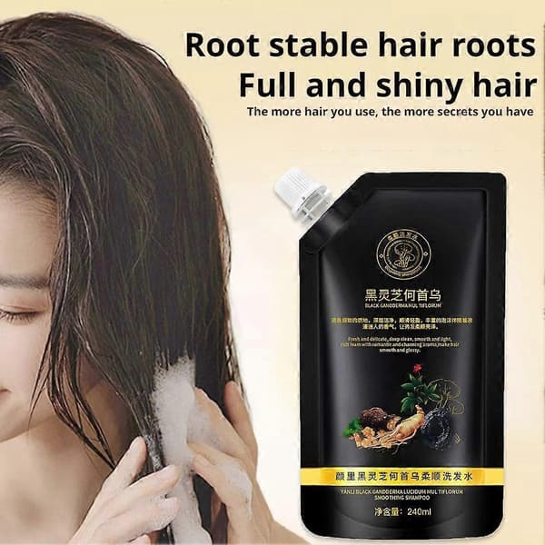 1* Svart Ganoderma och Polygonum multiflorum schampo Nytt Black 240ml