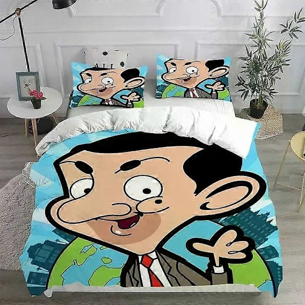 v48 Sengetøj Mr. Bean Animerede Serier Sengelinned Sæt Dynebetræk Quilt Sengelinned Betræk Dynebetræk Pudebetræk Sæt Soveværelse Boligtekstiler 3-Delt Sengelinned Sæt 135x200cm 53x78in