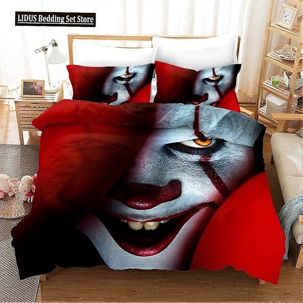 v991 Sängkläder IT Sängset Clown Påslakan Set Täcke Sänglinne Enkel Dubbel Queen King Storlek Dropshipping Skräckfilm 3-Delars Sängset ( 200x200cm 78x78in