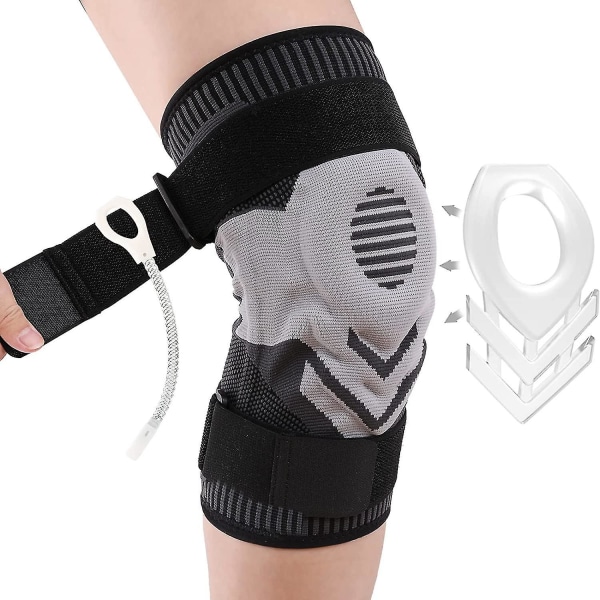 Knæstøtte Kompressions Knæbandage Med Sidestabilisatorer & Patella Gel Pads, Justerbare Knæstøtter Pakke Af 1(xxl) M