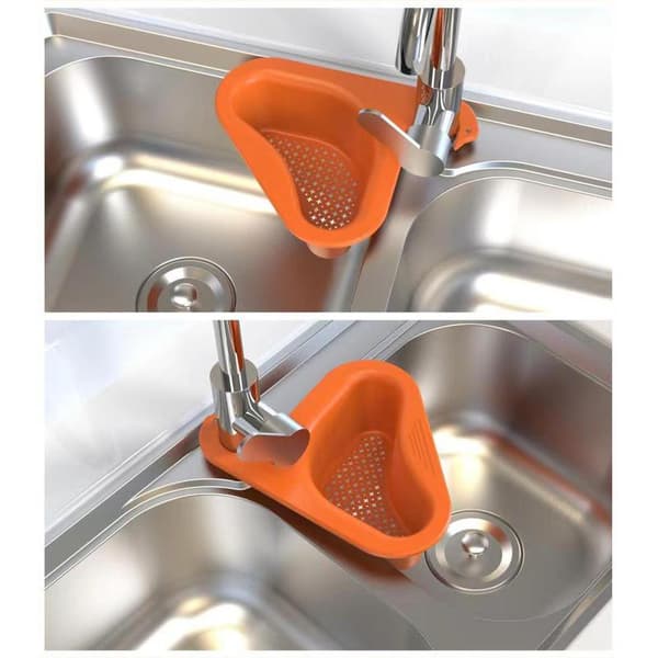 Sink Strainer Basket Punch-Free Sink Drain Rack Triangular Corner Sink Hanging Strainer Holder for Kitchen Bathroom 0.2