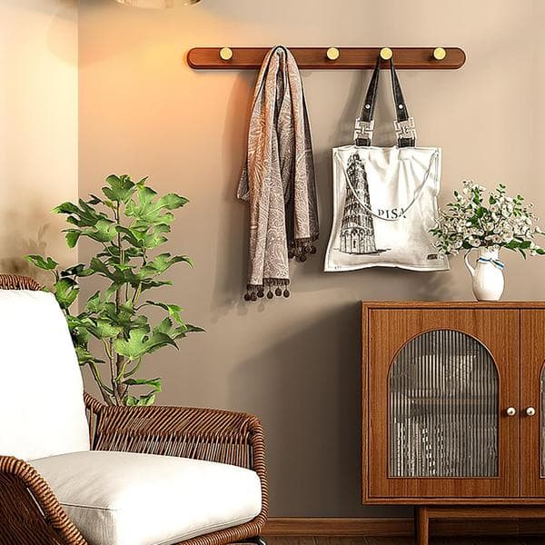 Modern Beige & Gold Wall Mounted Coat Rack - 6-Hook Minimalist Organizer for Entryways & Bathrooms Grey 6-Hook