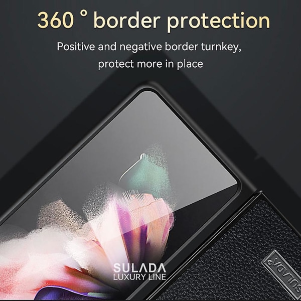 Välskyddat Litchi PU-läderbelagt mobiltelefonfodral för Samsung W21 5G/Galaxy Z Fold2 5G Blue
