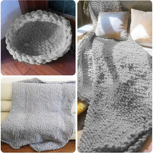 Tjockt Ullgarn 250g × 2, Stickgarn Grovt Garn Flerfärgat Garn, för Garnprojekt light gray