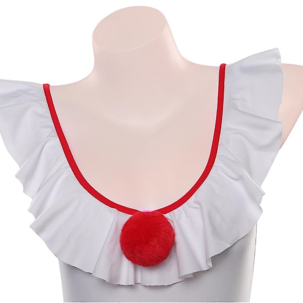 Film Pennywise Cosplay Sexy Jumpsuit Kostyme Kvinner Jenter Bodysuit Antrekk Halloween Karneval Rollespill Dress XL