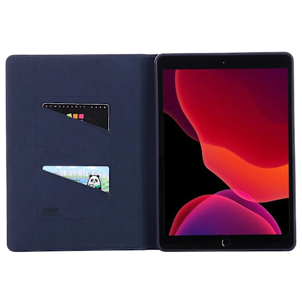 Gebei Parallel Lines Læder Auto Wake Sleep Tablet Etui Til Ipad 10.2 (2021)/(2020)/(2019) - Blue