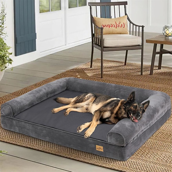 Vattentät stor skum hundsäng Pet Cuddler soffa Grey 120x90x20cm