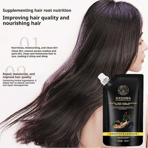 1* Svart Ganoderma och Polygonum multiflorum schampo Nytt Black 240ml