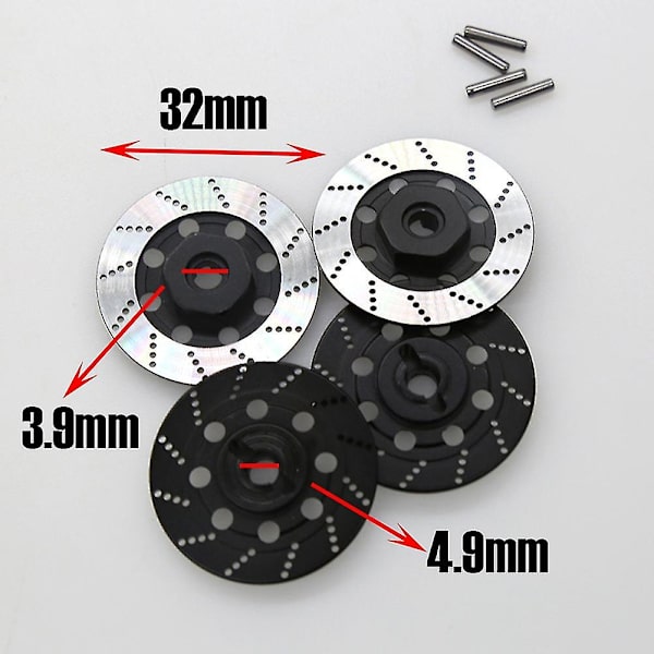 4 stk. Metallbremseskive Hjul Felg Boks Metall Hex Adapter 12mm for 1/10 Sakura D4 On-Road Racing RC Bil black