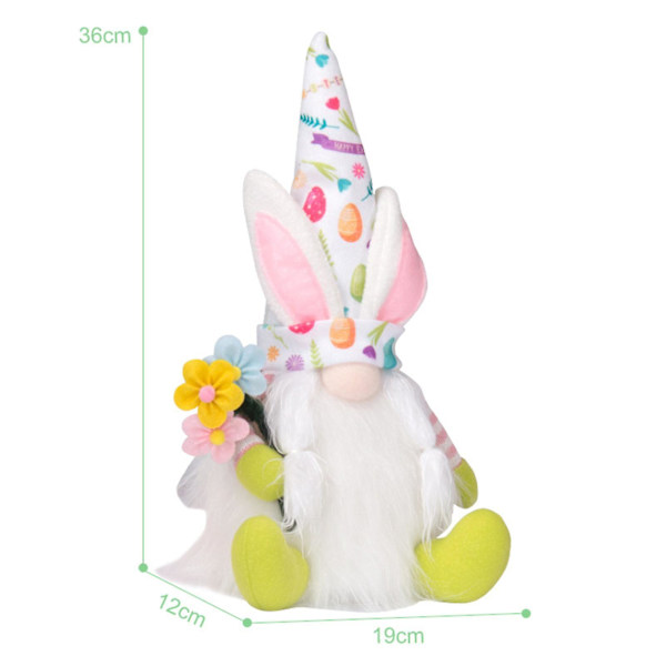 Påske Gnome Indbyggede Batterier Attraktive Bløde Feriegaver Stof Påske Faceless Gnome Kanin Dukke Desktop Dekor Tyuhe White