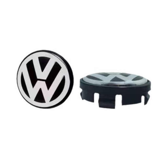 4-Pack - Volkswagen VW Centrumkåpor / Hjulnavsemblem - Bil Silver 65 mm