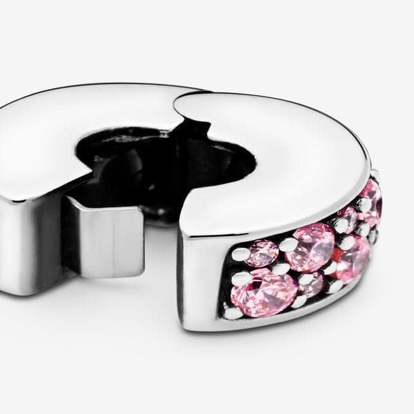 Pandora - Rosa Pavé Clip Charm - Sterling sølv