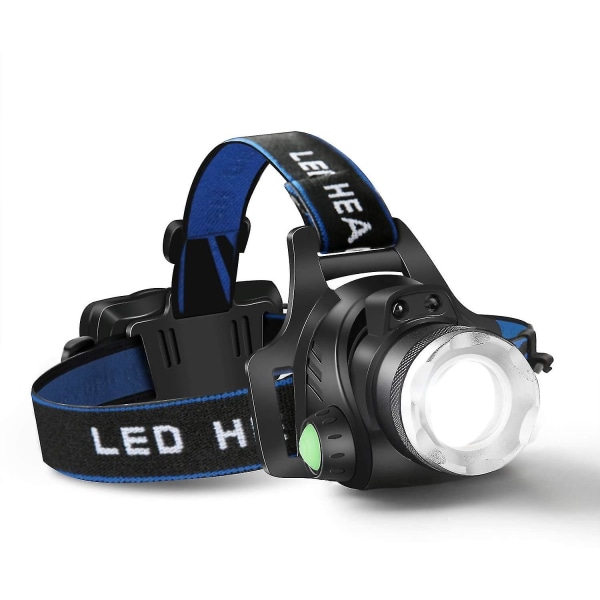 Pannlampa Ficklampa, USB uppladdningsbar LED-strålkastare, vattentät T6-strålkastare