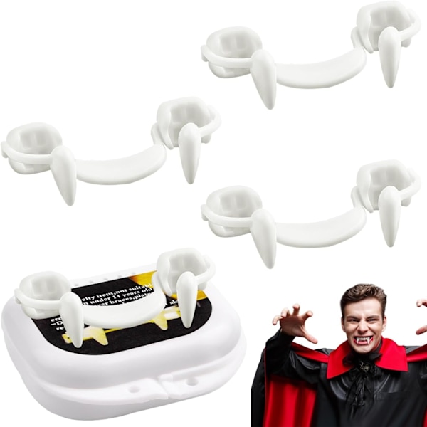 4 Pieces Retractable Vampire Fangs Kit Telescopic Teeth Fangs Braces Fake Dentures for Cosplay Party Props Halloween Party Fangs (4pcs Normal)