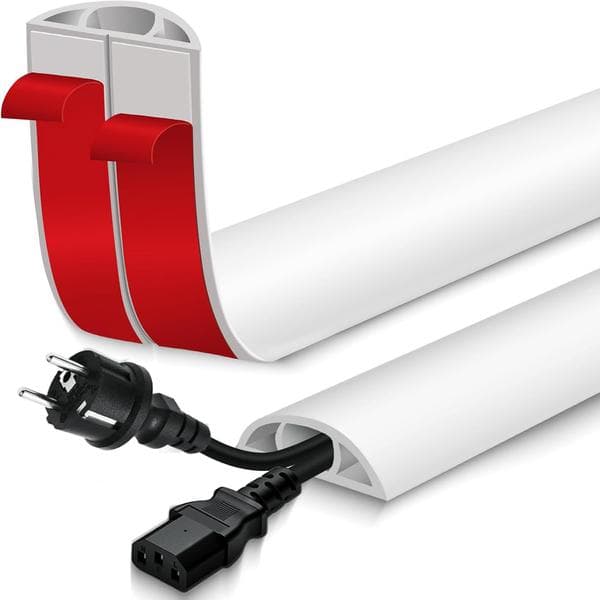 Cable Protector 1m Cord Cover, Cable Hider for Home Office Garage, White, 50mm, 1m