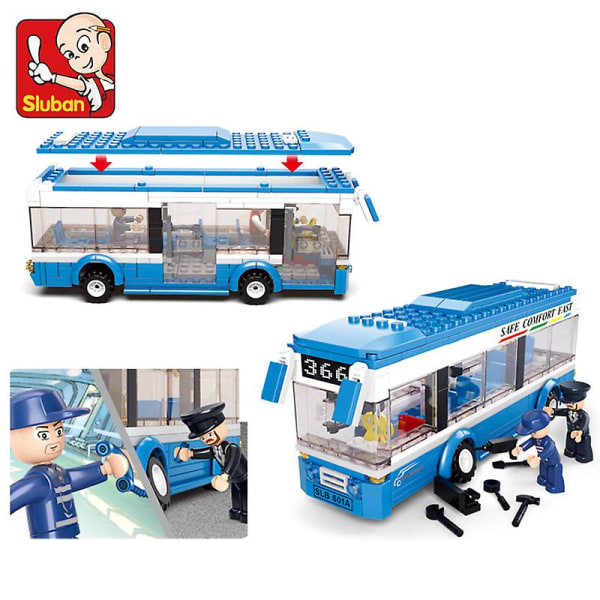 235st City Passagerarbuss Enkeldäck Offentliga bilset Figurer Modell Byggklossar Kit Pedagogiska leksaker För barn|leksaker Byggklossar|byggnad Bl