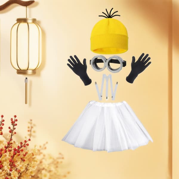 Minion Gul Rollspelskostym Set Barn Grön (utan tyllkjol)