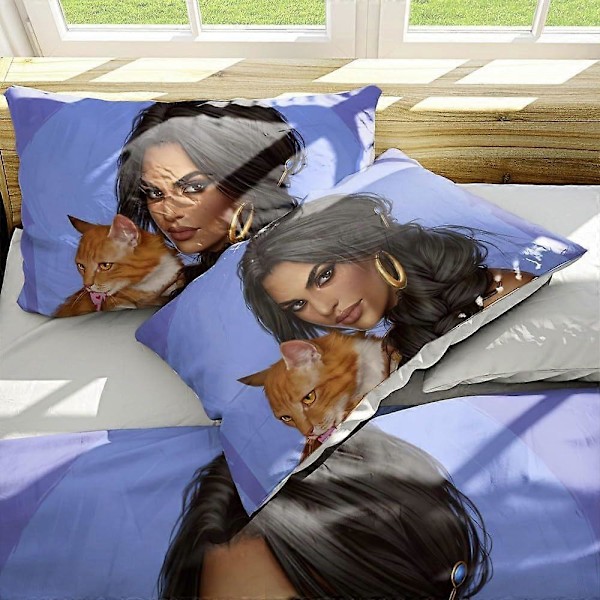 i333 Magic-Lamp-Jasmine Prinsesse Dynetrekk Mykt 3D-printet Sengesett med Dynetrekk 3-delt Sett Inkluderer 2 Putetrekk og 1 Dynetrekk Mac 240x260cm 94x102in