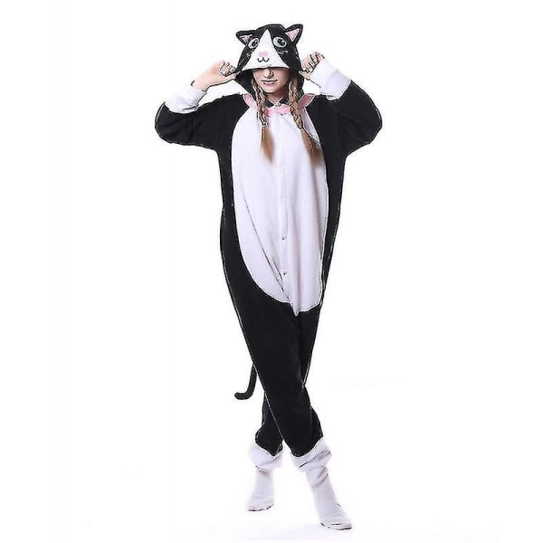 Caraele Svart katt kostym Pyjamas Onesie Kigurumi Jumpsuit Djur Hoodie L