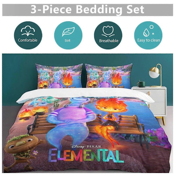 x409 Elemental 3-delt sengesett Varmt og komfortabelt mykt dynetrekk sengesett med 1 dynetrekk og 2 putetrekk for soverom b409 240x260cm 94x102in