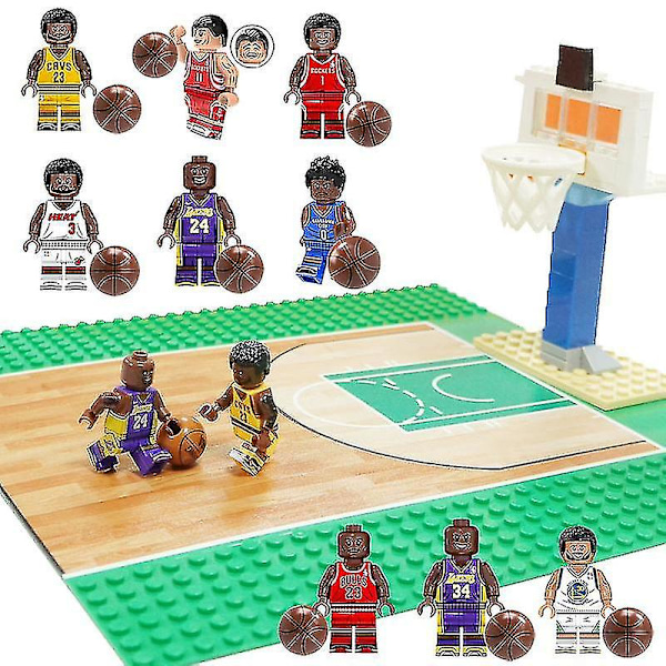 2023-nba Basketball Byggesett Basketball Star Mini Minifigur Basketballbane Basketball Stand_a