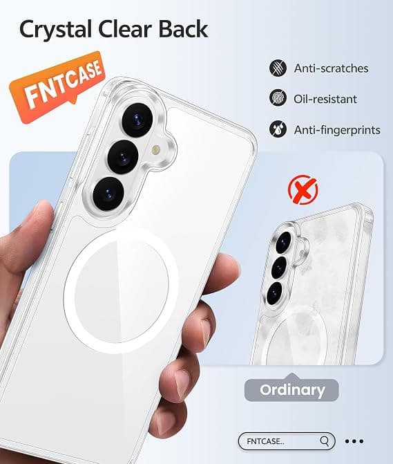 FNTCASE for Samsung Galaxy S26 Plus Case with Screen Protector, MagSafe Compatible, Translucent Matte, Full Camera Protection, Shockproof Clear