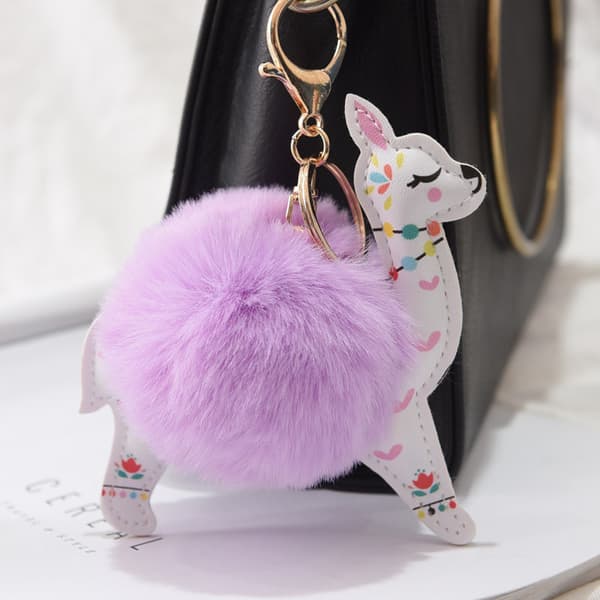 Dyr Pom Pom Nøglering Sød Fluffy Nøglering ， Nøglering til