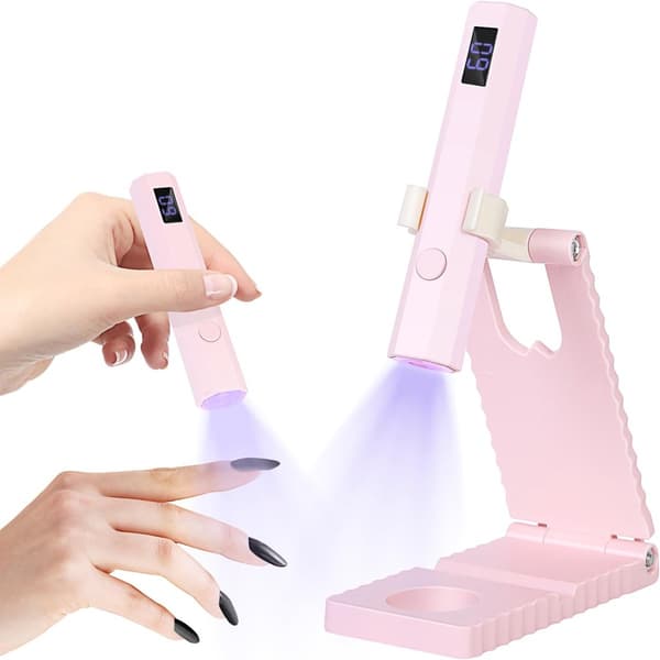 LED UV Gel Lamp - Nail Lamp with Digital Display - Two Timer Modes - Nail Curing Lamp - Does Not Cause Brown Hands - Adjustable Angle Pink