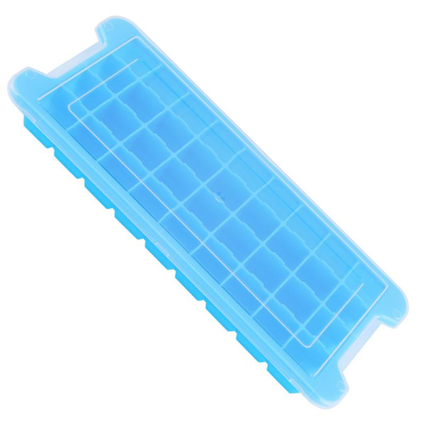 36-Grid Ice Cubes with Lid Stackable Silicone Seal Ice Mold Kitchen Bar Accessory Blue 0.2