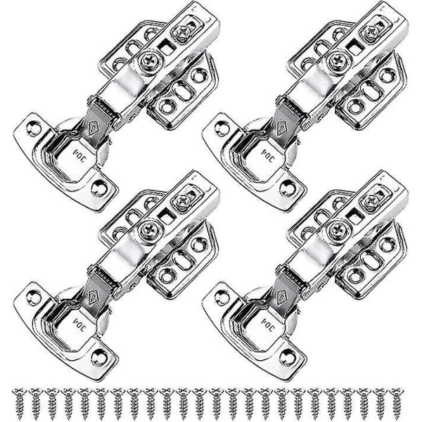 4pcs Stainless Steel Adjustable Kitchen Door Hinges, Full Overlay Concealed Hinges